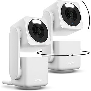 2-Pk Wyze Cam Pan v4 4K 360° Pan/Tilt Smart Home Security Camera System