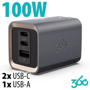 360 Electrical 360E Profile GaN 3-Port 100W Charger