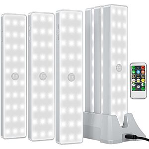 6-Pk Racokky Motion Sensor Under Cabinet Lights w/ Remote & Charging