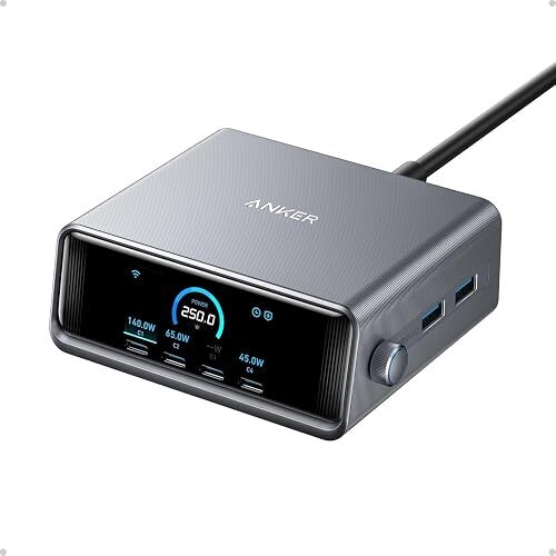 Anker Prime 250W 6-Port GaN USB-C Charging Station with Smart Display