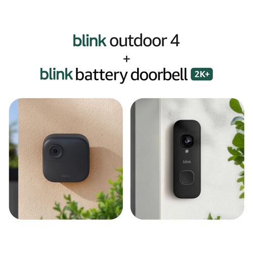 Blink Outdoor 4 1080p Wireless Smart Security Camera + 2K Battery Doorbell