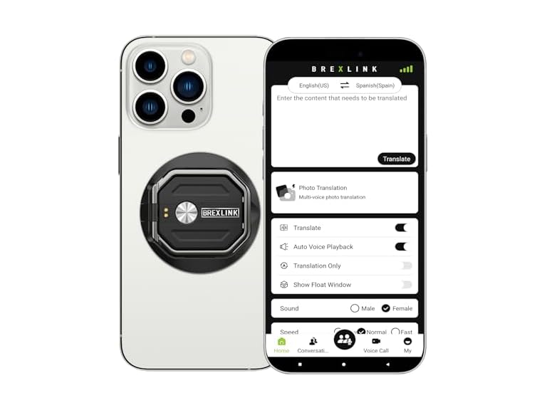 BrexLink 3-in-1 AI Translator Recorder, Language