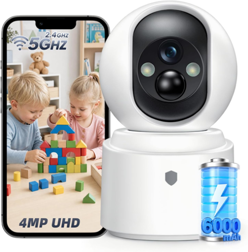 Civolox 4MP Color Night Vision 2-Way Talk 6000mAh Indoor Security Camera