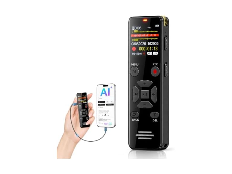 EVISTR Digital Voice Recorder 128GB AI