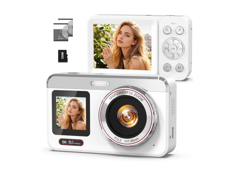 Hoorola 5K 80MP Digital Camera White