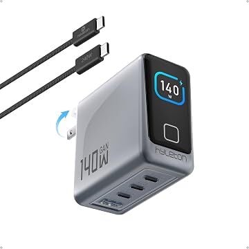Hyleton 140W Total 4-Port GaN Fast Wall Charger w/ Smart Display