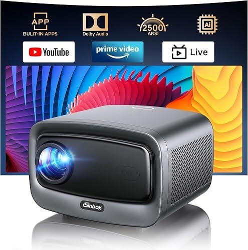 iSinbox JY821 1080p Native HDR 1500-ANSI Lumen Smart Outdoor Projector