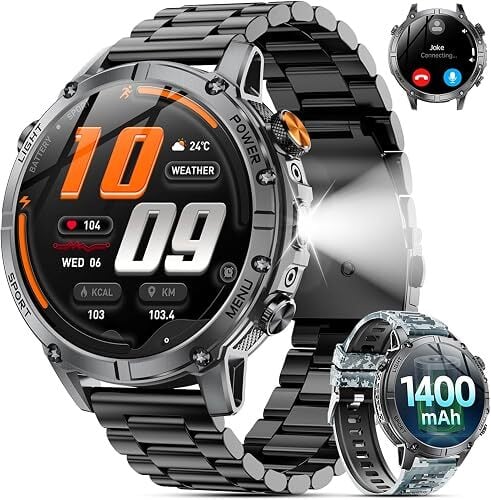 Karchilor IP68 Waterproof 1.7" HD Display Military Smart Watch for Men