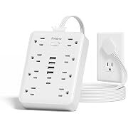 MCSCN 15A 1875W 8AC+6USB Surge Protector Power Strip w/ 14-in-1 Power Hub