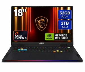 MSI Raider - 18" GeForce RTX 5080 Laptop GPU - AMD Ryzen 9 9955HX3D - 32GB