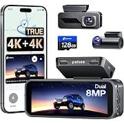Pelsee S1 Pro 4K GPS WiFi Dash Cam with 4K Rear Cam, 128GB Card