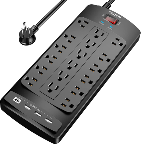 Powsav 4-USB Ports 18 Outlets Surge Protector Power Strip