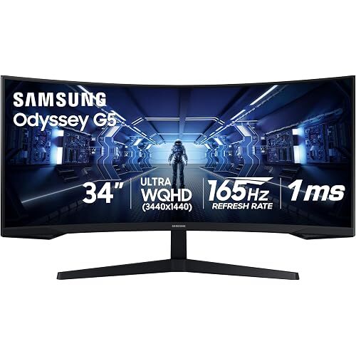 Samsung Odyssey G5 34" Curved 3440x1440 WQHD 165Hz Gaming Monitor