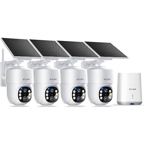 Soliom 3K 5MP Pan & Tilt Dual-Band Wireless Solar Security Camera (4-Pack)