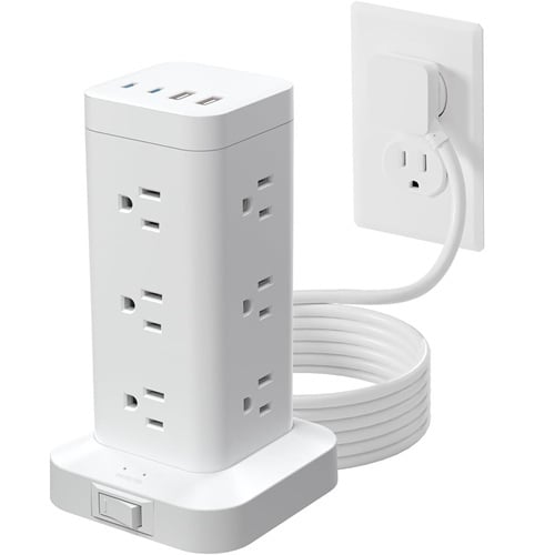 Tagzilo 16-in-1 12-Outlet 4-USB Surge Protector Power Strip Tower