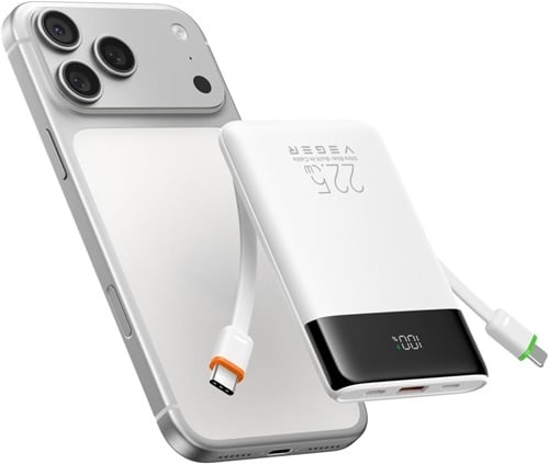 Veger 10000mAh Power Bank with Built-in Cables