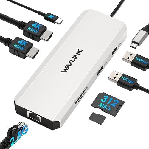 Wavlink 7-in-1 125W Docking Station with Dual HDMI